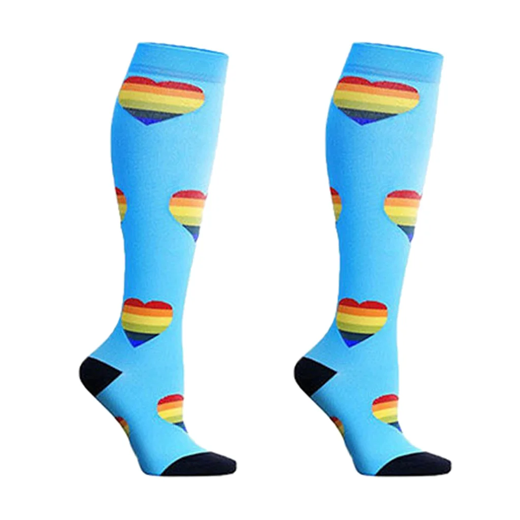 1 Pair Women Sports Leg Support Sleeves Compression Socks Pink Blue Gray M/S XL/L