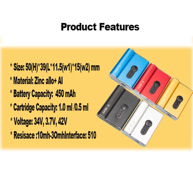 Стартер Ztcsmoke V мини батарея Mod 450 мАч Preheat VV Магнитный подключенный Vape комплект с 510 толстый испаритель масла бак КБР