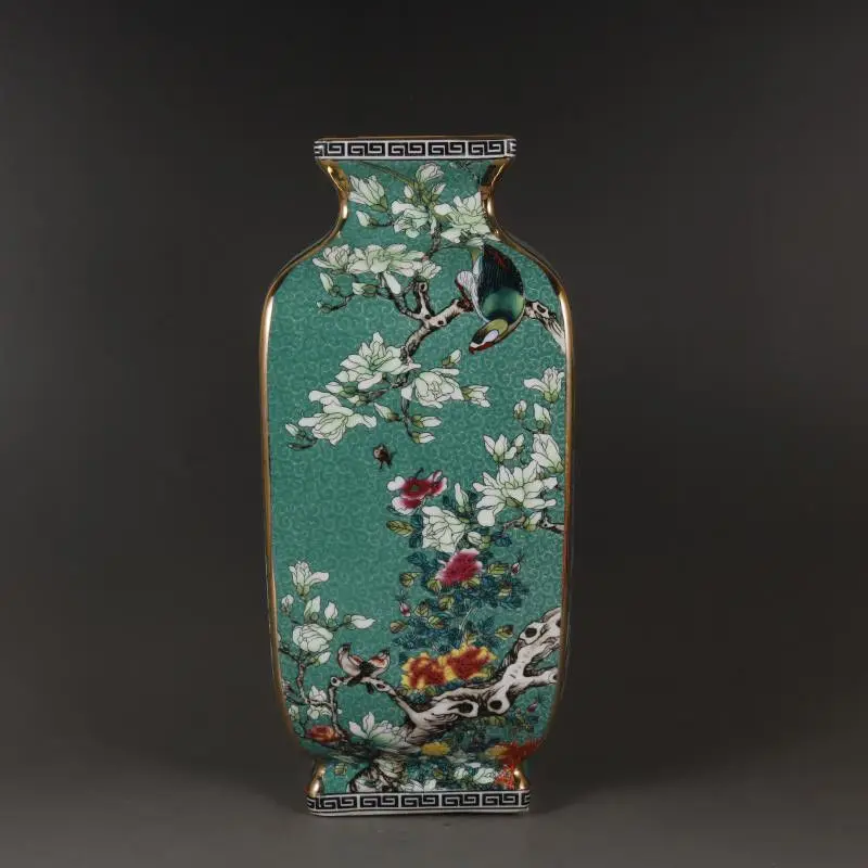 

Chinese Qing Dynasty Qianlong Enamel Square Classical Antique Porcelain Decoration Home Table Old Antique Bogu Frame Ornaments