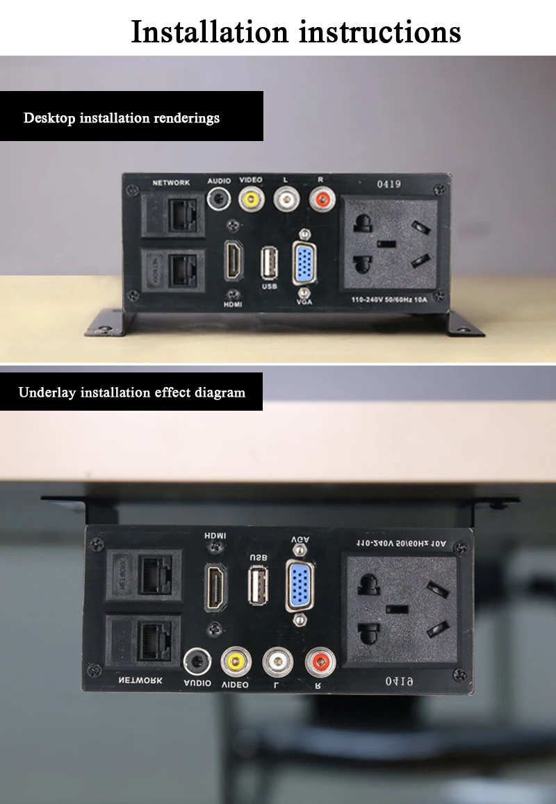 Painel da Liga do Zinco da Caixa de Informação do Soquete dos Multimédios da Instalação do Desktop com Hdmi-vídeo Compatível de Usb Multimédios Instalação Desktop com Hdmi-vídeo Audio 3.5mm av Duplo Rj45 dos da do 9 instalação do desktop com hdmi-vídeo audio compatível de usb 3.5mm av duplo rj45