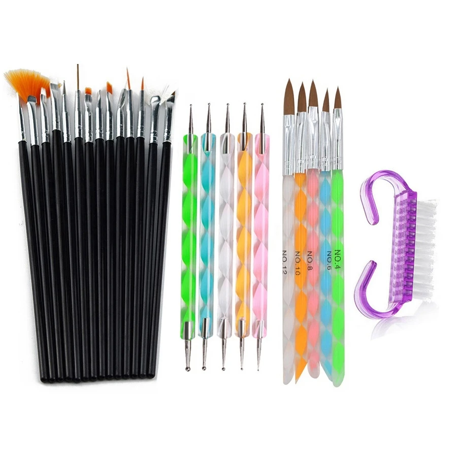 

29 Styles Sets Nail Brushes UV Gel Brush Painting Pen Acrylic Drawing Brush for Nails Wood Handle Nail Art Tools