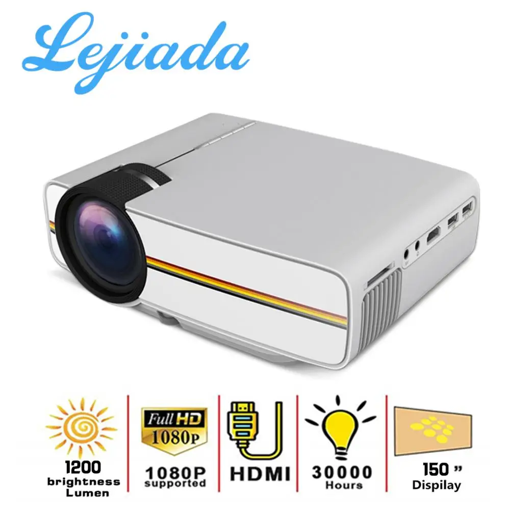 

LEJIADA YG400 LED projector With HDMI USB AV Home HD 1080P Projector For Home Theater System Movie Video Portable Projector