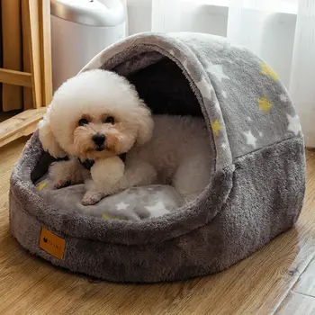 

Pet Warm House Puppy Kennel Mat For Dogs Animals Cat Kitten Nest Foldable Small Dogs Basket Teddy Chihuahua Cave Dog Bed Cushion