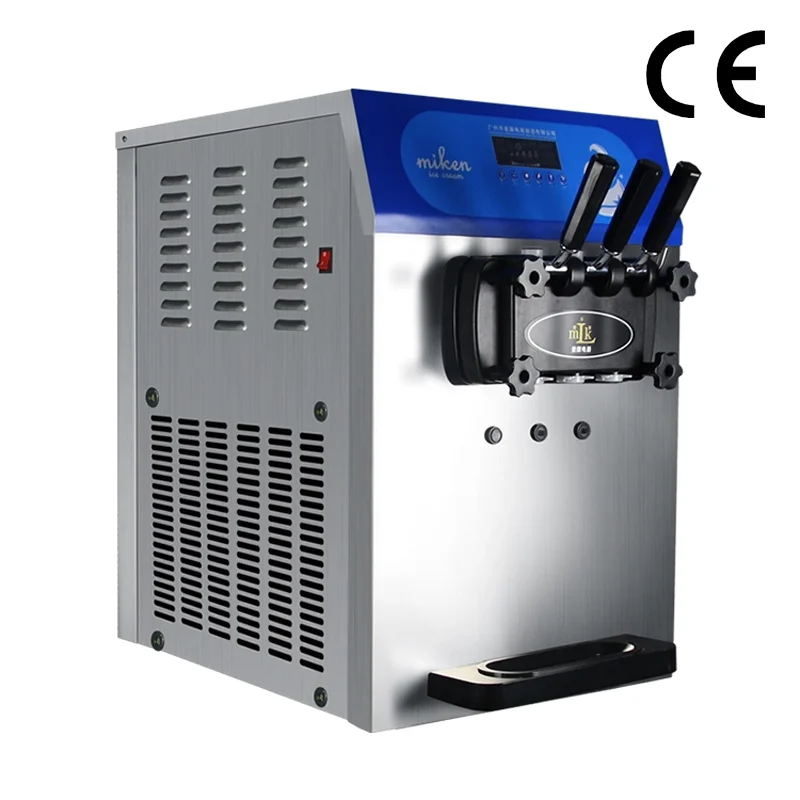 1800w Ice Cream Machine Desktop Threecolor Ice Cream Machine Stainless