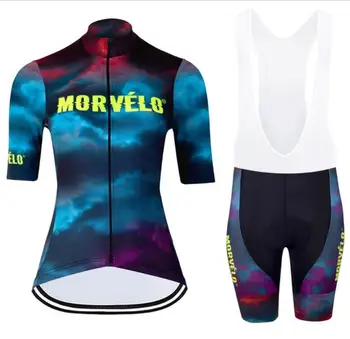 

2020 Morvelo Women Short Sleeves Cycling Jersey Road Bike MTB Cycling Set Bicycle Jersey Suit Summer Bib Gel Set Maillot Cicsmo