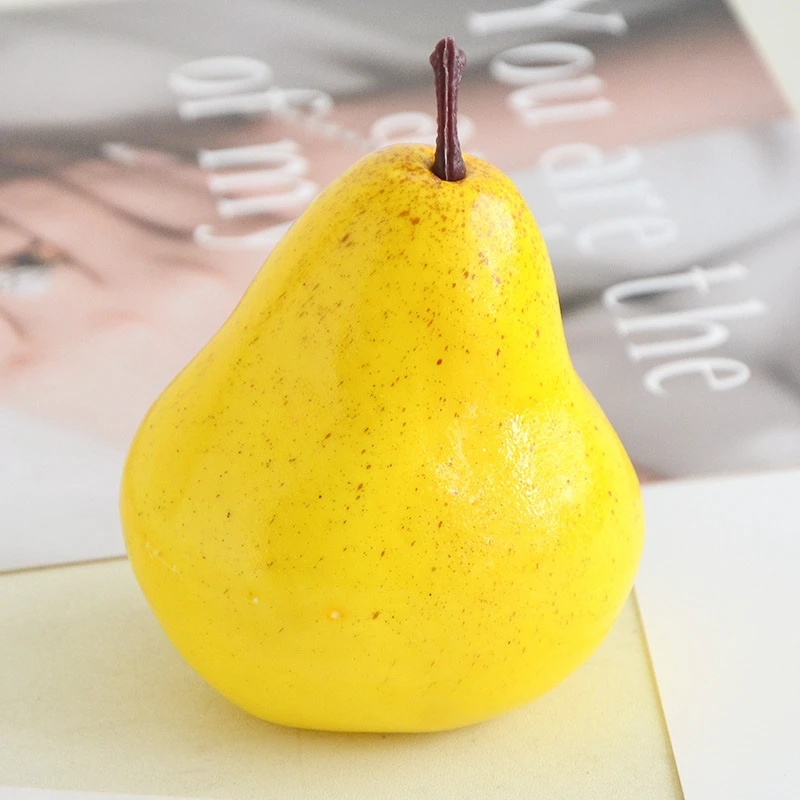 pear Искусственные фрукты, искусственные яблоки, лимон, кухонные, для свадебного украшения, вечерние, для домашнего декора, ремесло, еда, реквизит для фотосъемки - Цвет: pear