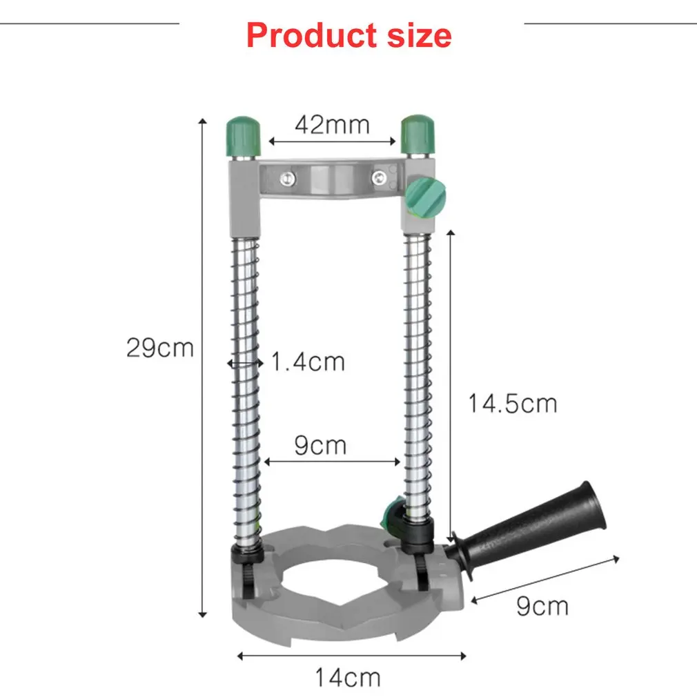 Electric Pipe Hand Drill Drilling Guide Holder Stand with Adjustable Angle Removable Handle DIY Woodworking tool