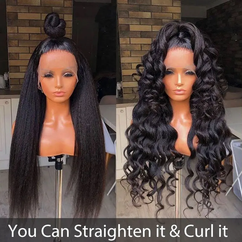 Kinky Straight Wigs For Women Full Lace Human Hair Wigs U Part Wig Yaki Full Lace Wig 250 Density Lace Front Wig Ever Beauty