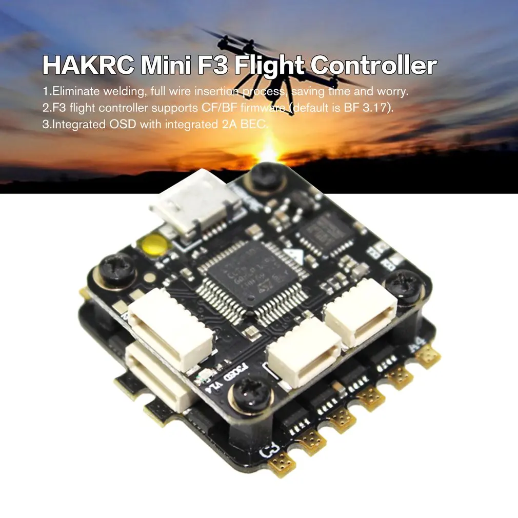 HAKRC мини F3 Flytower Контроллер полета интегрированный OSD 4 в 1 BLHeli 15A ESC встроенный 5 в 2A Выход BEC для FPV RC Дрон