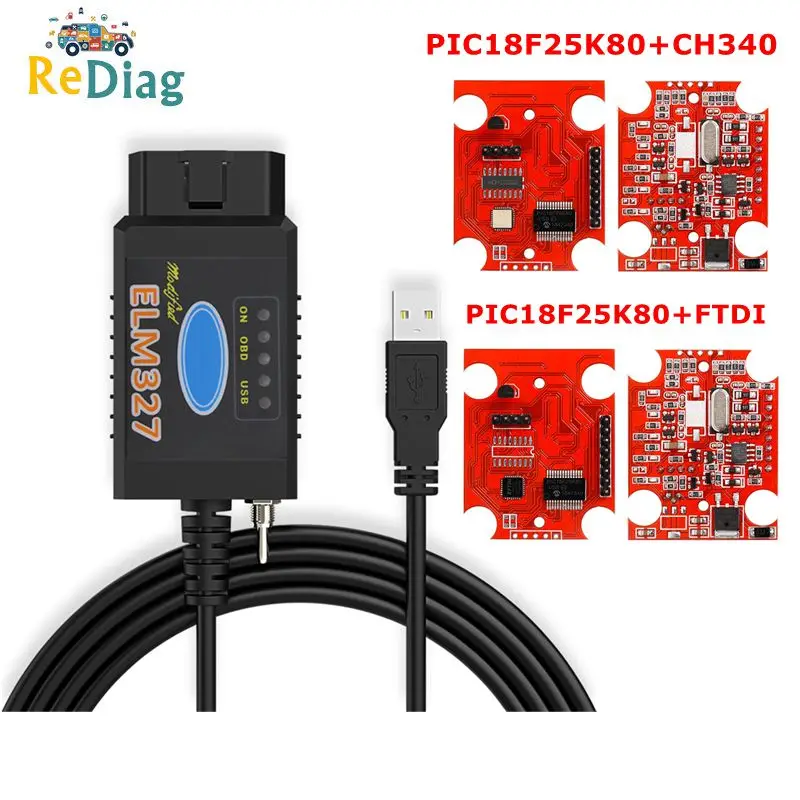Elm327 Usb V1.5 Ftdi/Ch340 Pic18F25K80 Con Interruttore Obd2 Strumento Diagnostico Per Auto Elm 327 Hs Can /Ms Can Per Ford Per Forscan