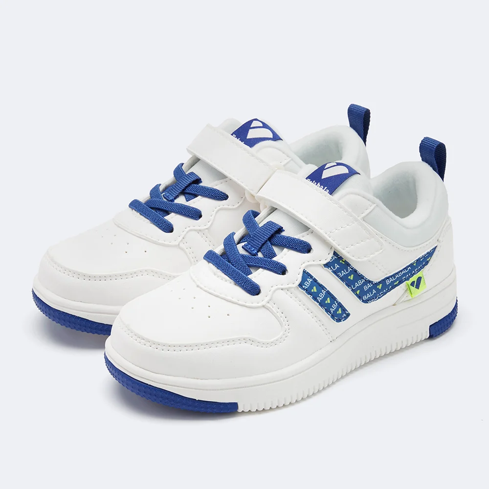 Balabala/детская обувь для девочек; Новинка года; сезон осень; дышащая Белая обувь для мальчиков; Водонепроницаемая Обувь - Цвет: White blue