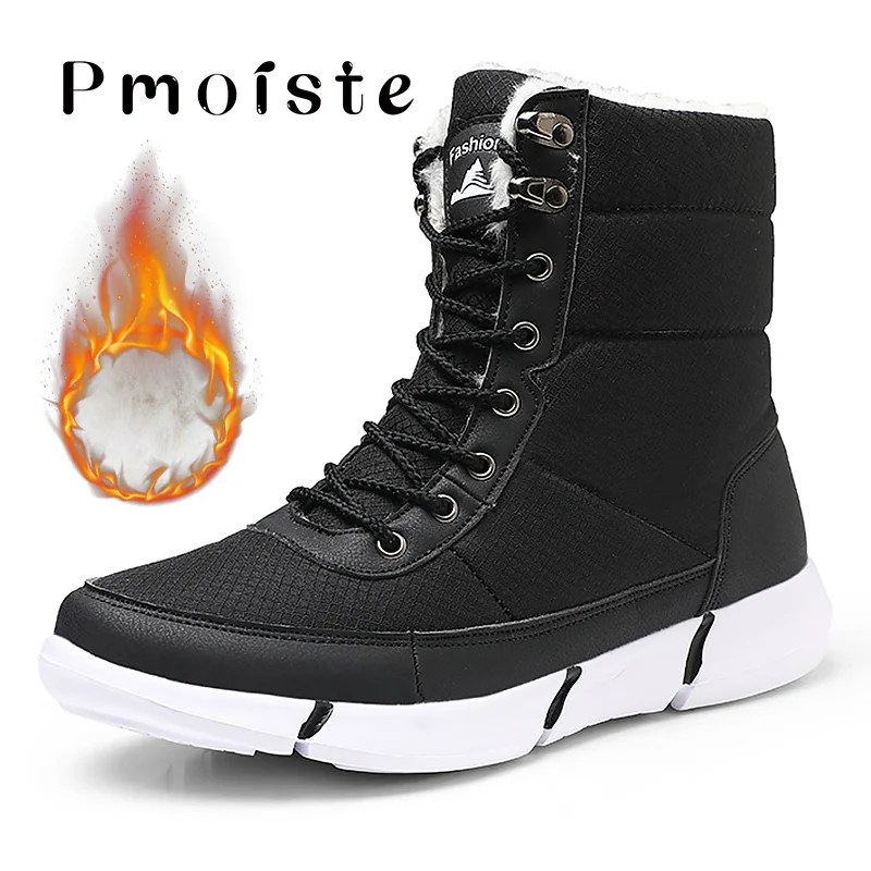 

Snow Boots Men Warterproof Large Size 45-48 Mens shoes Winter Lace up Ankle boots for boys Short Plush Botas Hombre