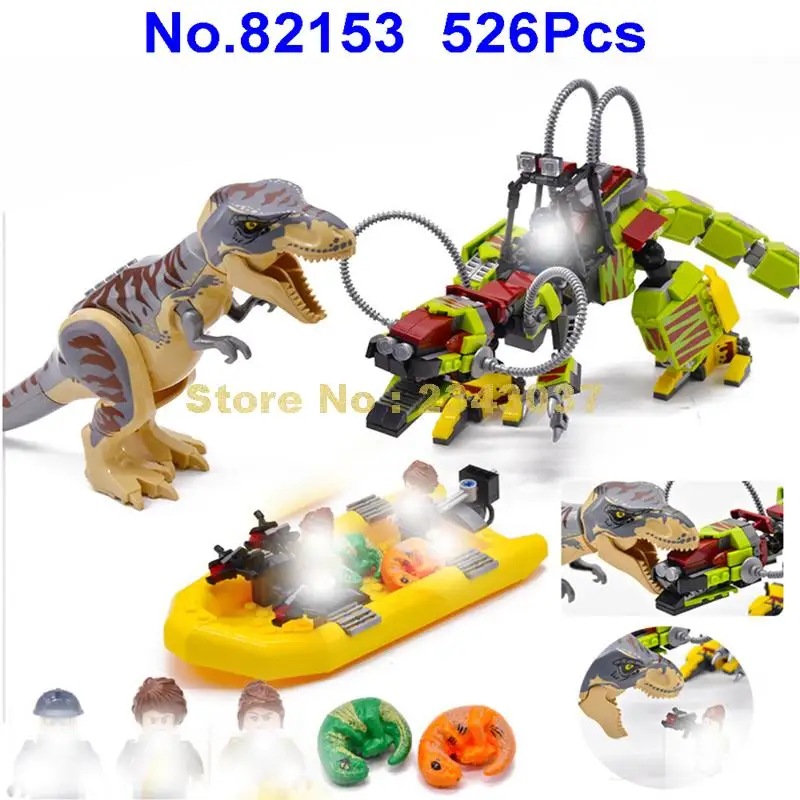 

82153 526pcs jurassic brachiosaurus mech robot velociraptor dinosaur hovercraft building blocks Toy