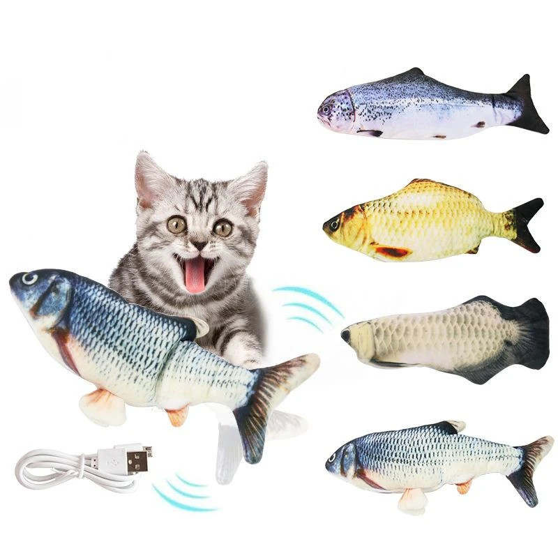 

Pet Soft Electronic Fish Shape Cat Toy Electric USB Charging Simulation Fish Toys Funny Cat Chewing Playing Supplies Dropshiping