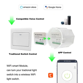 

Smart Light Switch Module Smart Life/Tuya Wireless Remote Control, Work With Alexa Google Home For Voice Control PK Ewelink
