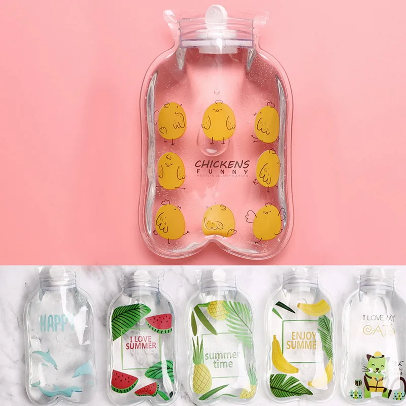 

Mini Pocket Hot Water Bottle PVC Hand Warmer For Students Children Winter Explosion-proof Cute Transparent 105x195mm