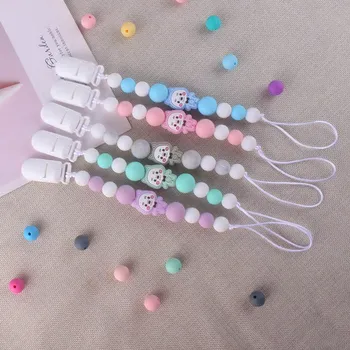 

Custom Baby Personalize Name pacifier Clip Silicone Beech Beads Binky Clip Pacifier Chain Chew Baby Teether Toys Nipple Holder