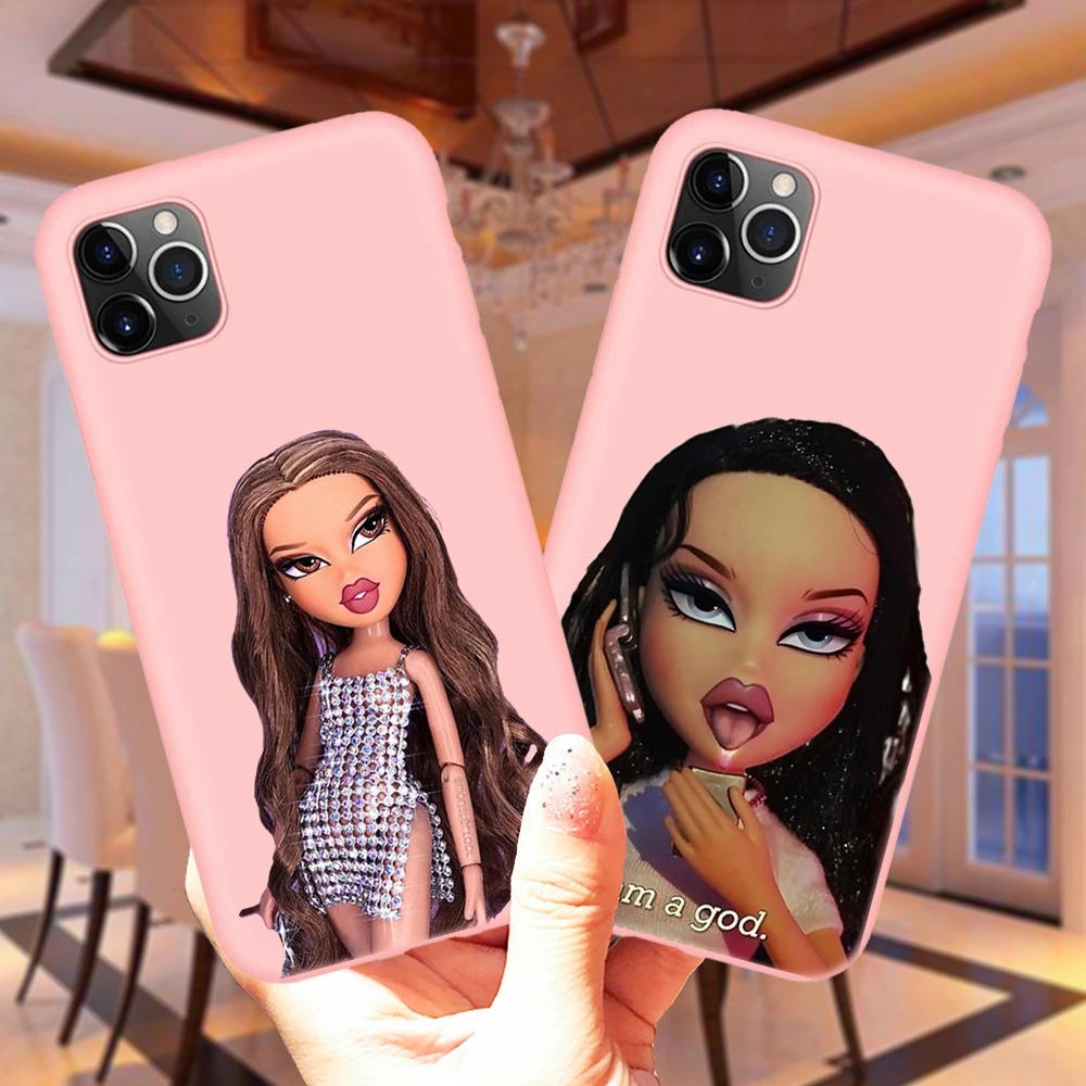 Мягкий ТПУ чехол для iPhone 11 12 Mini Pro XS Max XR X 6S 6 7 8 Plus 5 5S SE 2020 мультяшный розовый