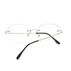 Ultralight Frameless Polygon  Blue Light Blocking Myopia Glasses Finished Women Oversized Diopter Eyeglasses 0 -0.5 -1.0 To -4.0 2