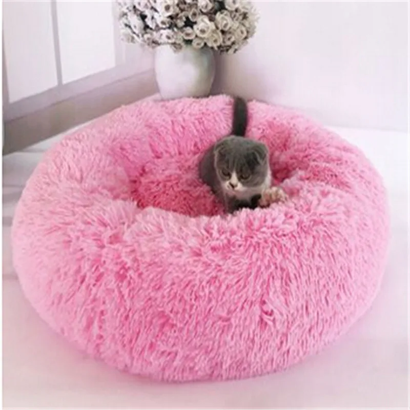 Милый искусственный мех круглая форма Cuddler кошка собака кровать теплый плюшевый коврик для собак и щенков зимний пушистый удобный дом кроватка для домашних животных
