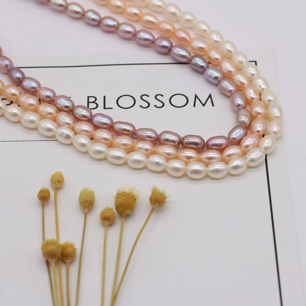 Natural Freshwater Pearl Rice Beads Punch Loose Pearls Bead For DIY Charm Bracelet Necklace Jewelry Accessories Making 3.5-4mm