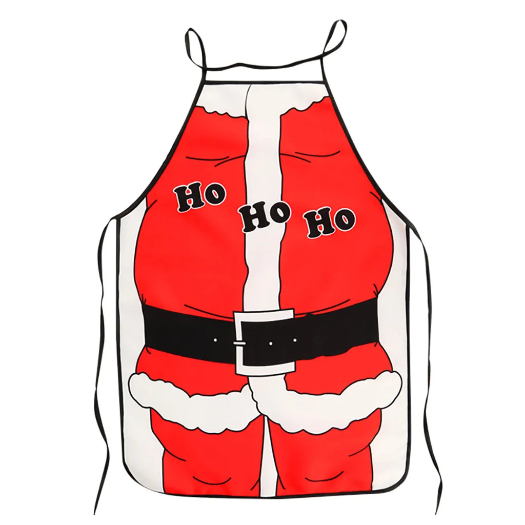 Waterproof Apron Men Women Waterproof Chef Wearable Printing Apron Cooking Kitchen Santa Elf Apron Christmas Decorations