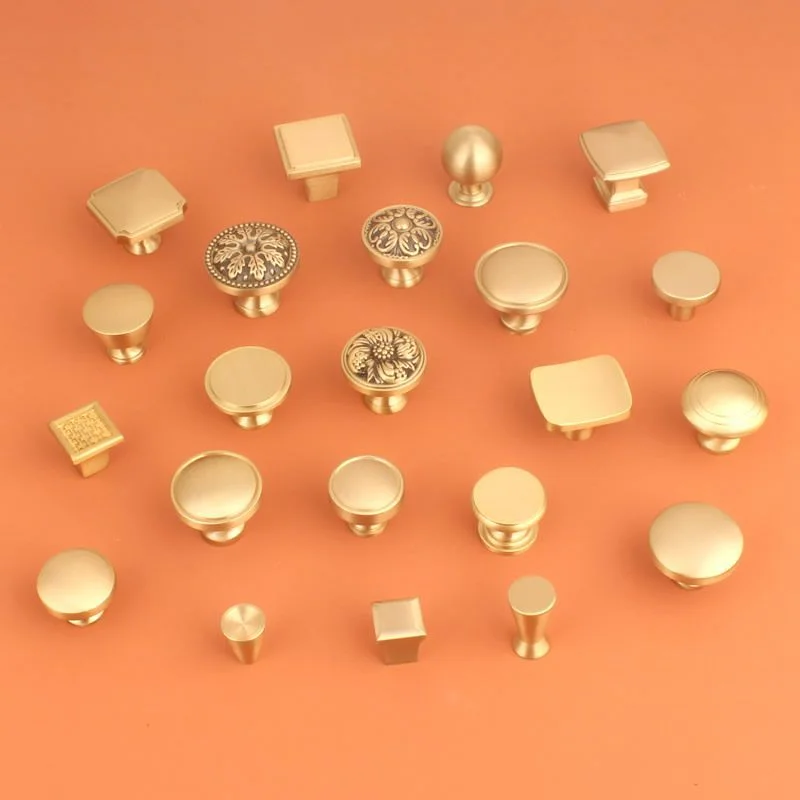 European Gold Knob Pure Copper Kitchen Knobs Cupboard Door