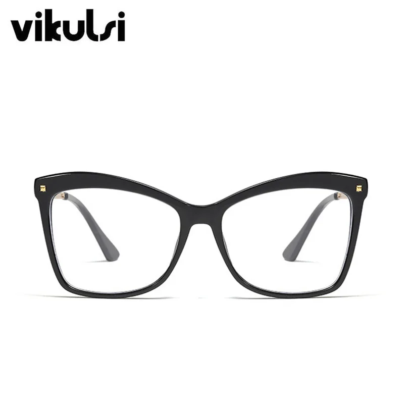Квадратные синие очки, оправа для женщин,, роскошный бренд, кошачий глаз, очки для женщин, компьютер, прозрачные очки для мужчин, прозрачные оттенки - Цвет оправы: C1 black