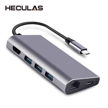 

HECULAS USB Docking Station All-in-One USB C Hub to HDMI RJ45 PD Adapter for MacBook