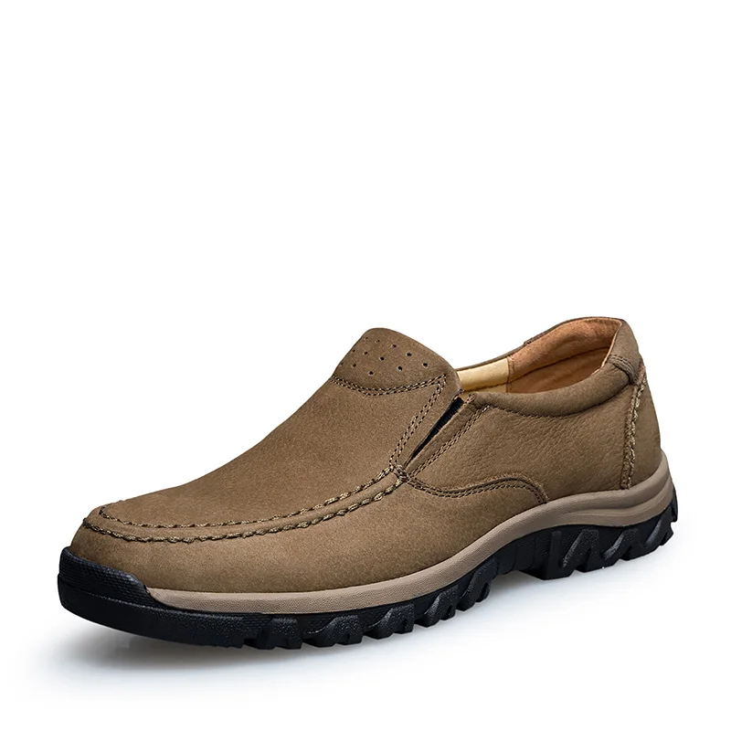 

2019 New Big Size Men Hiking Shoes Leather Slip On Mountain Climbing Sneakers for Men Spring Autumn Mens Walking Shoes Outdoor