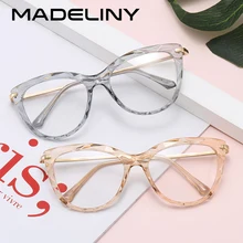 MADELINY, модные очки кошачий глаз, оправа для женщин, бренд, Ретро стиль, оптические очки, кристалл, много секций, прозрачные линзы, очки MA512