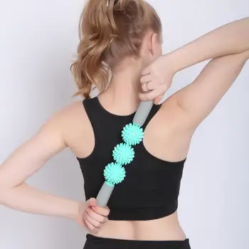 

Gym Muscle Massage Roller Yoga Stick Body Massage Relax Tool Muscle Roller Sticks with 3 Point Spiky Ball Massage Stick 8