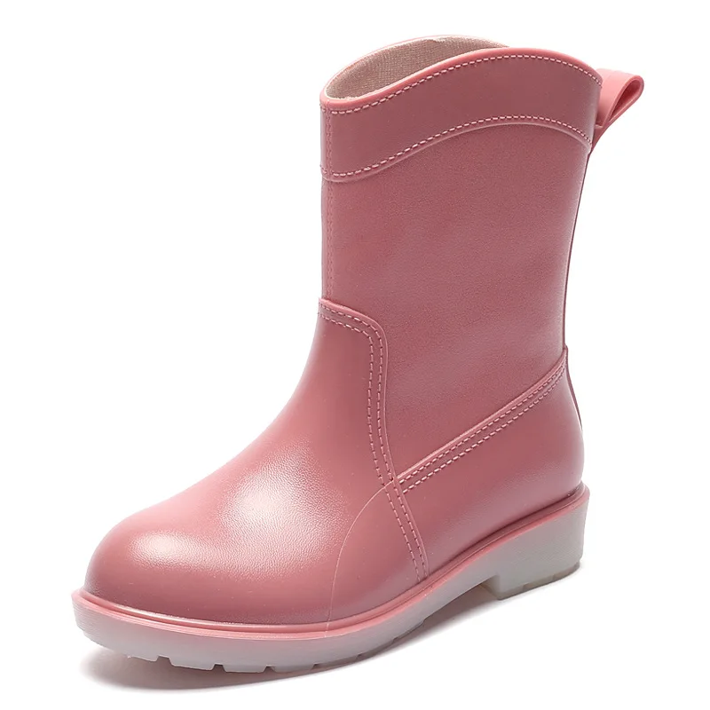 Cute Pink Women Rain Boots 2022 Fashion Outdoor Waterproof Casual Women