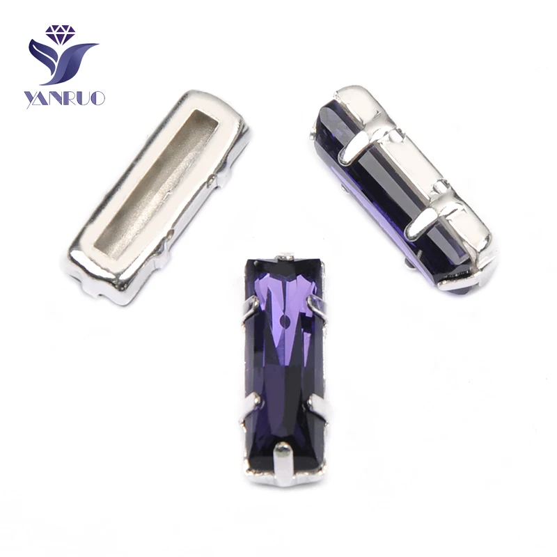 With Silver Claw YANRUO 4547 все размеры фиолетовый бархат Принцесса Багет DIY швейный Кристалл страз заостренный назад ремесло Стразы для одежды - Цвет: With Silver Claw