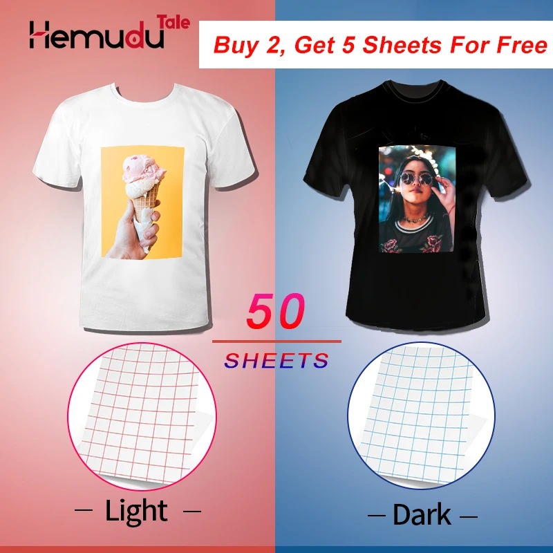 

A4 inkjet T-Shirt Transfer Photo Paper for Dark or Light Color Fabric Cotton Garment 50/100 sheets