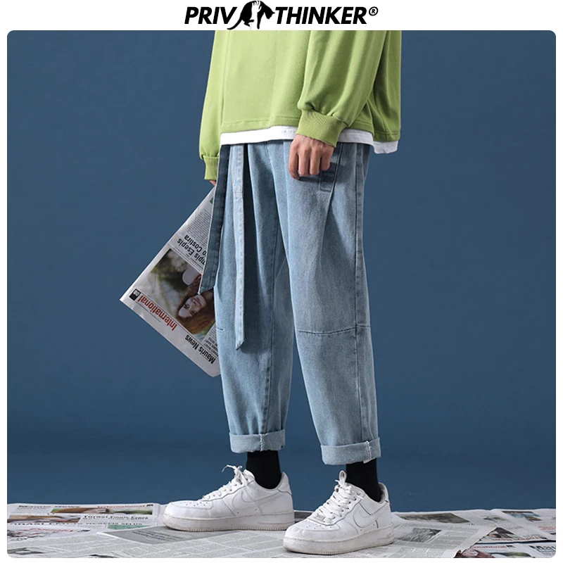 Skup Privathinker mężczyźni kobiety koreańskie modne spodnie denimowe 2019 męskie hip hopowe proste jednolite jeansy męskie Oversize luźne, jesienne jeansy