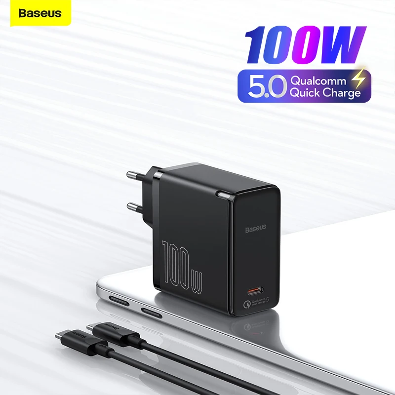 Baseus GaN2 EU 100W Type C Laptops Tablet Charger QC 5 QC 4.0 PD 3.0 GaN Fast Charger For Apple
