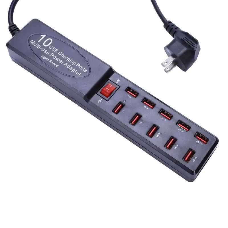 AAAE Top-Multi 10 портов Ac-usb-хаб адаптер для быстрой полосы питания настенное дорожное настольное зарядное устройство провод зарядная станция для Iphone samsung