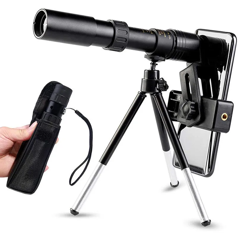 4K 10-300x40 Monocular Telescope Compact Retractable HD Zoom Monocular Binoculars Light Night Vision Scope Camping