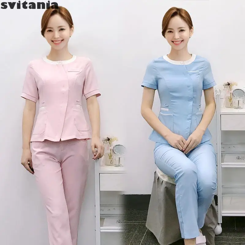

Svitania Women's Long Sleeve Beautician Beauty Salon Skin Management Work Uniform