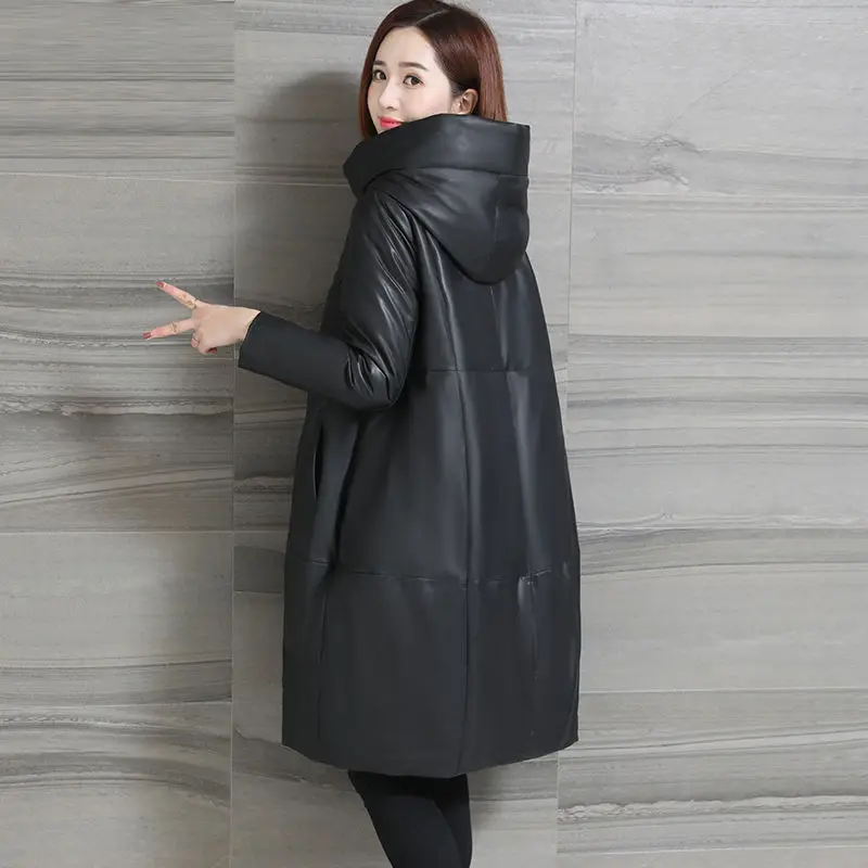 black jacket Зимние женские пальто, Толстые Куртки из искусственной кожи, женский пуховик, хлопковый пуховик, толстые теплые парки, женская верхняя одежда, пальто с капюшоном, парки - Цвет: black jacket