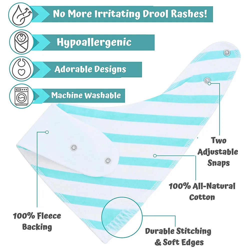 Детские нагрудники, 8 упаковок, детская бандана, Слюнявчики, унисекс, стильный дизайн, бандана, нагрудники для мальчиков и девочек, органический хлопок, нагрудники