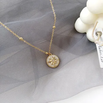 

New Delicate Crystal Starburst Coin Choker Necklace for Women Dainty Layered Chokers Boho Small CZ Disc Pendant Necklaces