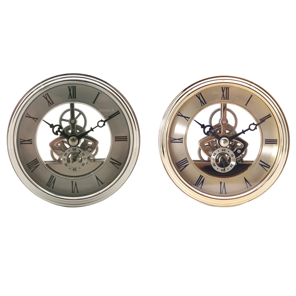 97mm Dial Roman Numeral Skeleton Watch Quartz Clock Insert with Trim for DIY Craft