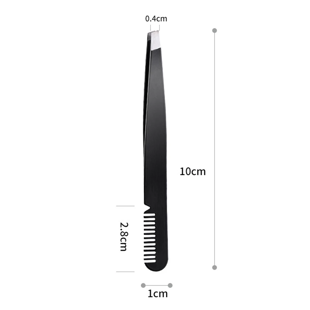 1PC Black Color Hot Sale Stainless Eyebrow Tweezers Brush Comb Eyelashes Extension Double Eyelids Clip Beauty Assistant Tool
