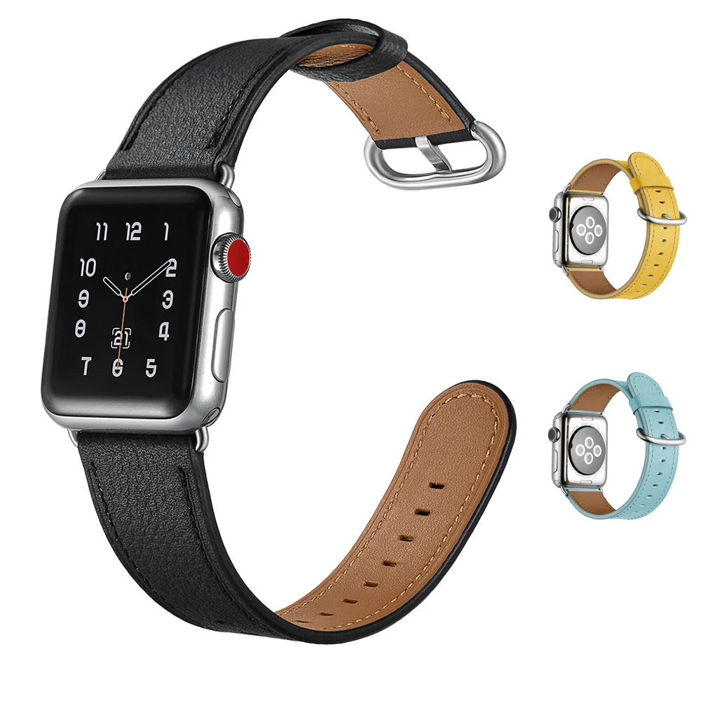 

Genuine Leather strap pulseira for apple watch band 44mm 40mm 42mm 38mm Accessories watchband for iwatch wristbelt SE/6/5/4/3/2