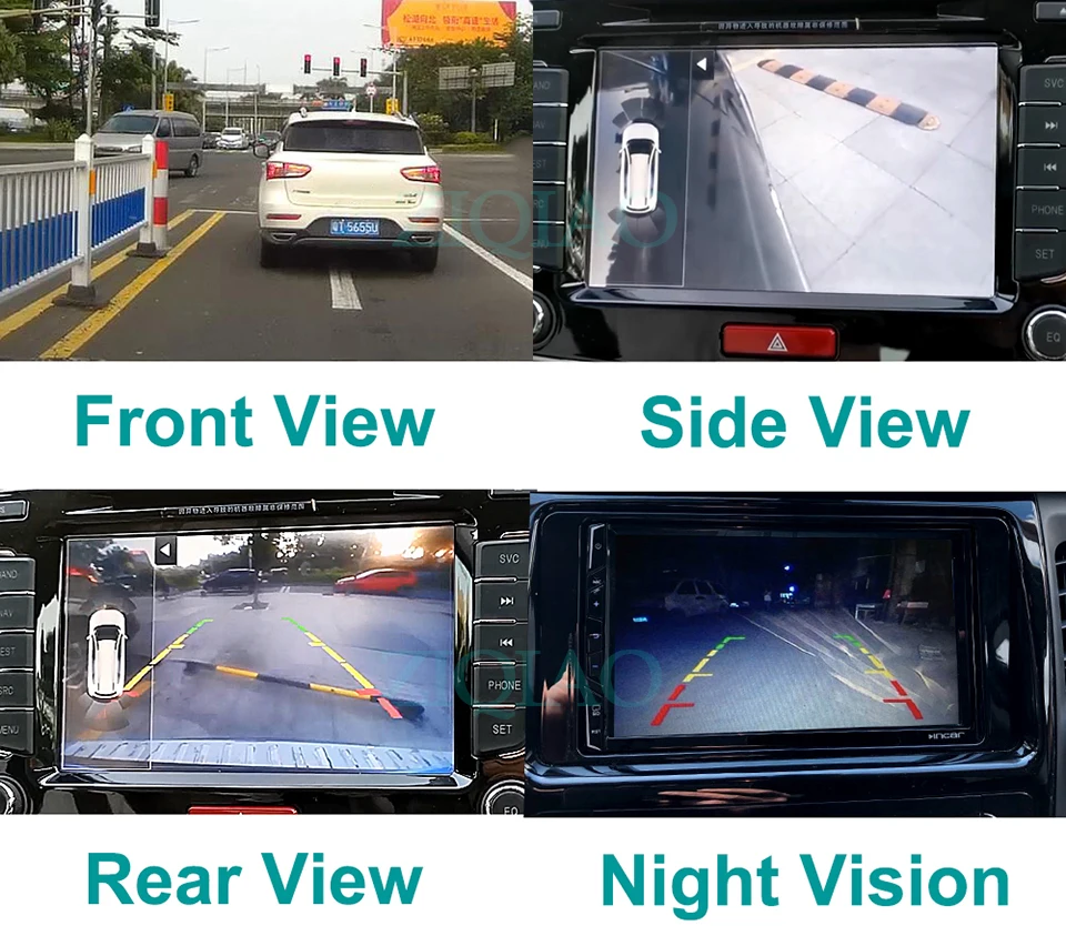 ZIQIAO 7 Inch LCD Car Mirror Monitor Parking Monitoring System with Night Vision Side Front Rear View Camera