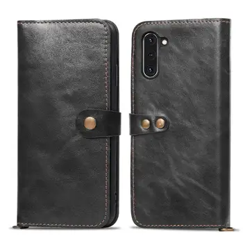

High Quality Genuine Leather Retro Flip Phone Cover Matte Wallet for Samsung Galaxy Note 10 Plus 5G Note 9 S10 Plus S10e Case