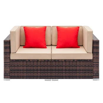 

Romantic Fashion Rattan Sofa Furniture Set Includes 2pcs Corner Sofas Brown Gradient Sofa Set For Home Garden Hotel Furniture