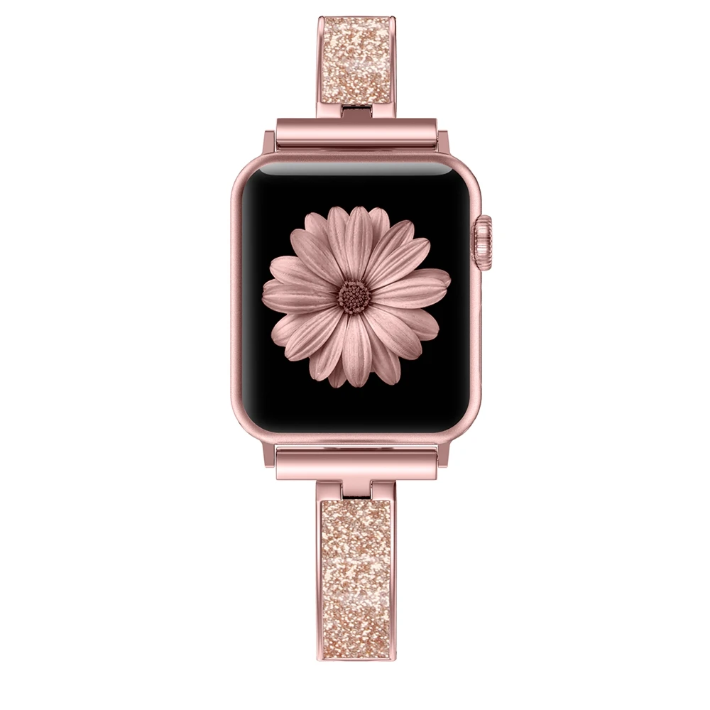 Женский металлический ремешок для Apple Watch Series 5, 40 мм, 44 м, металлический+ кожаный браслет, ремешок для iWatch Series 4, 3, 2, 1, 38 мм, 42 мм - Цвет ремешка: PinkGoldG